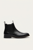 Grayson men's leather-look dress Chelsea boots in black side profile