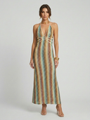 Robe Maxi Crochet Halter Dos Nu pour les Vacances