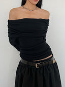 Chemise Femme Off-Shoulder Slim Fit Chiffon Élégante