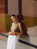 Top Court en Maille de Mélange de Coton Sans Manches