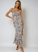 Robe Maxi Femme Viscose Imprimé Floral Coupe Slim Élégante