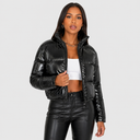 Doudoune Courte Aspect Vernis Femme
