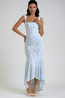 Robe Femme Maxi Dentelle Froncée Ajustée Style Classique