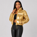 Doudoune Courte Aspect Vernis Femme