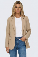 Blazer Long Coupe Droite Col Cranté