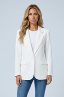 Blazer Long Coupe Droite Col Cranté