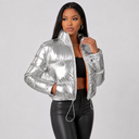 Doudoune Courte Aspect Vernis Femme