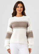 Pull Rayé Maylis – Blanc cassé – Cléo Noire