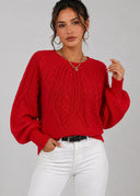 Pull Torsadé Ombeline – Rouge – Cléo Noire