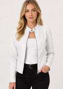 Veste Simili Cuir Madeleine – Blanc – Cléo Noire