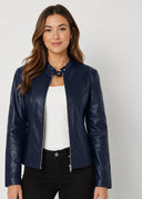 Veste Simili Cuir Madeleine – Marine – Cléo Noire