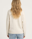 Cardigan zippé femme en maille col montant in Crème back