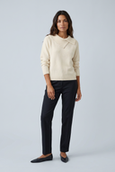 Cream pull maille col perles front