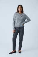 Grey pull maille col perles front