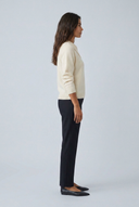 Cream pull maille col perles side
