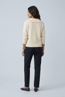Cream pull maille col perles back