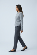 Grey pull maille col perles side