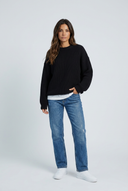 Black pull oversize maille côtelée front