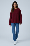 Burgundy pull oversize maille côtelée front