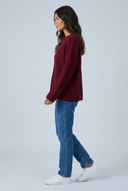 Burgundy pull oversize maille côtelée side