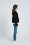 Black pull oversize maille côtelée side