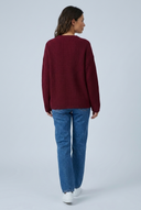 Burgundy pull oversize maille côtelée back