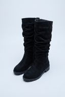 Black bottes hautes souples effet daim front