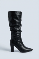 Black bottes hautes bout pointu talon carré side