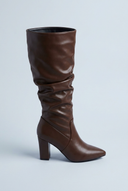 Brown bottes hautes bout pointu talon carré side