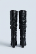 Black bottes hautes bout pointu talon carré back