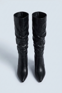 Black bottes hautes bout pointu talon carré front