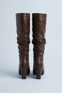 Brown bottes hautes bout pointu talon carré back