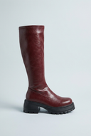 Burgundy bottes hautes plateforme crantée side