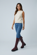 Burgundy bottes hautes plateforme crantée full