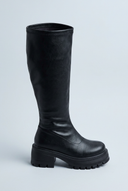 Black bottes hautes plateforme crantée side