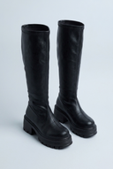 Black bottes hautes plateforme crantée front
