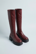 Burgundy bottes hautes plateforme crantée front