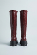Burgundy bottes hautes plateforme crantée back