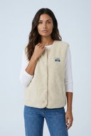 Cream gilet sans manches polaire teddy closeup