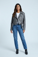 Grey veste biker effet cuir vieilli front