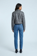 Grey veste biker effet cuir vieilli back