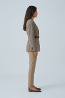 Khaki blazer laine chevrons ceinturé side