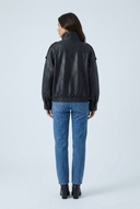 Black bomber oversize effet cuir double col back