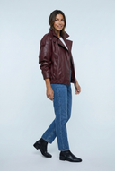 Wine bomber oversize effet cuir double col side