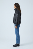 Black bomber oversize effet cuir double col side