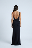 Black robe longue asymétrique drapée découpe back