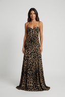 Leopard robe longue léopard coeur ligne a front