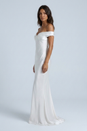 Ivory robe de soirée satin épaules dénudées sirène side