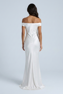 Ivory robe de soirée satin épaules dénudées sirène back