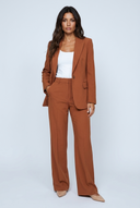 Tailleur pantalon large deux pièces Ines Marron
